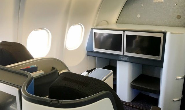 Die KLM Business Class Kabine an Bord des Airbus A 330