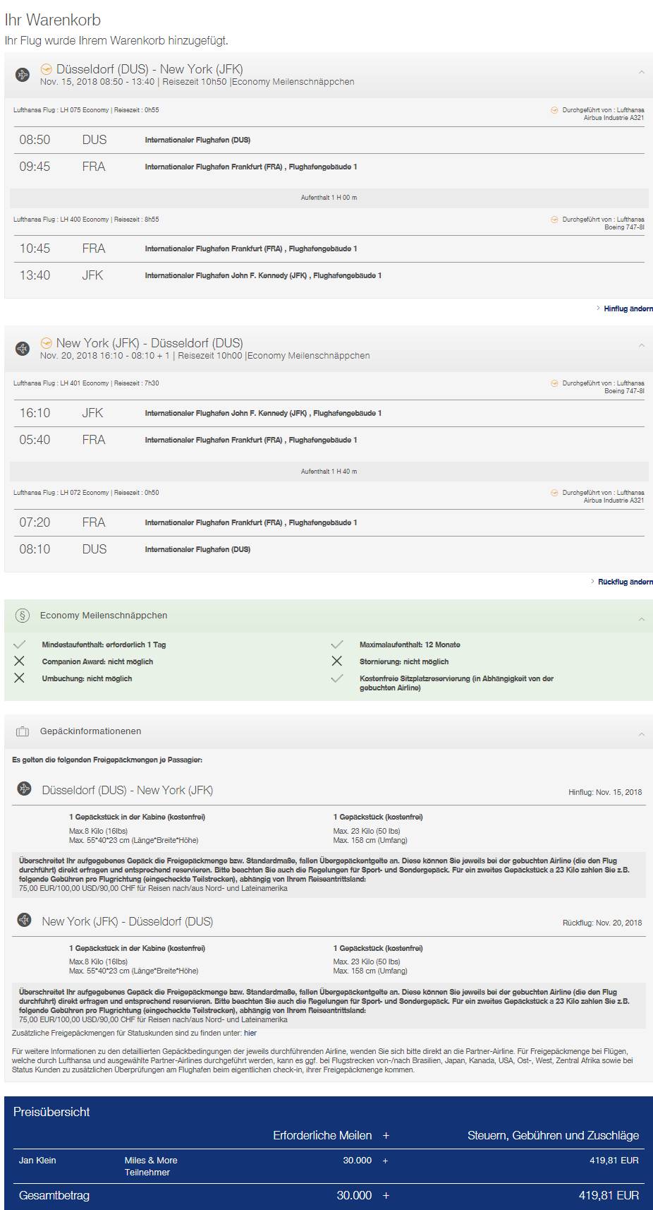 Mit der Welt zum Business Class Freiflug - Meilenschnäppchen Economy Class