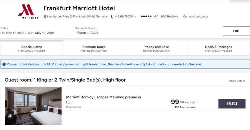 Vergleich Marriott Bonvoy Escapes Raten Marriott Frankfurt