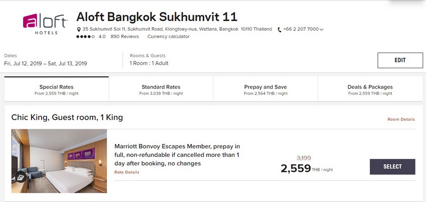 Vergleich Marriott Bonvoy Escapes Raten aloft Bangkok