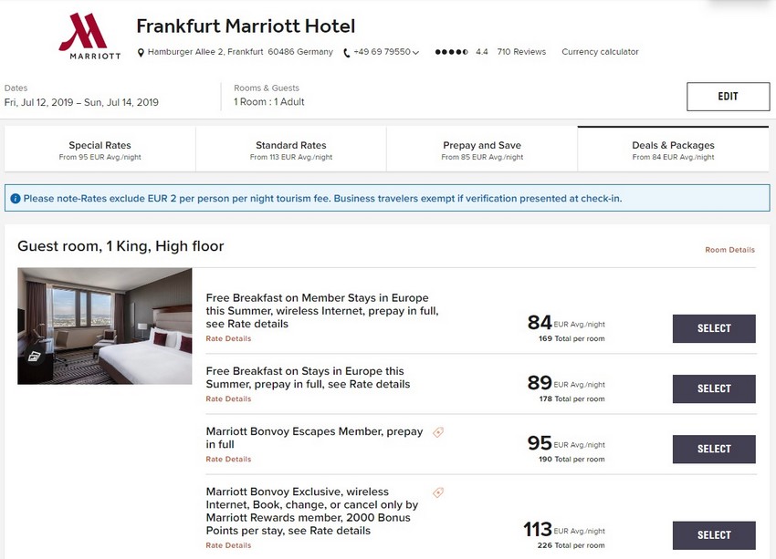 Vergleich Marriott Bonvoy Escapes Raten Frankfurt Marriott