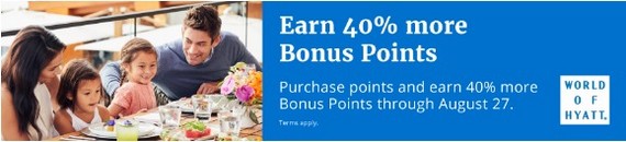 40% Bonus beim Kauf von Word of Hyatt Punkten bis 27.08.2019