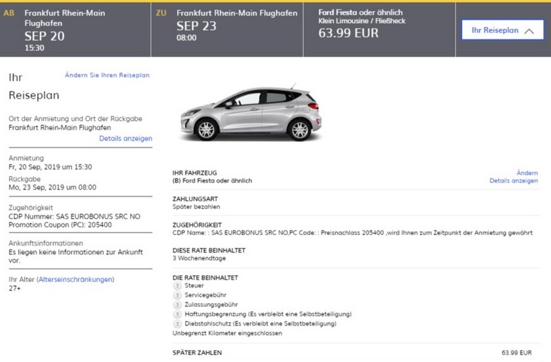 Preisbeispiele und Vergleiche mit Hertz EuroBonus Raten