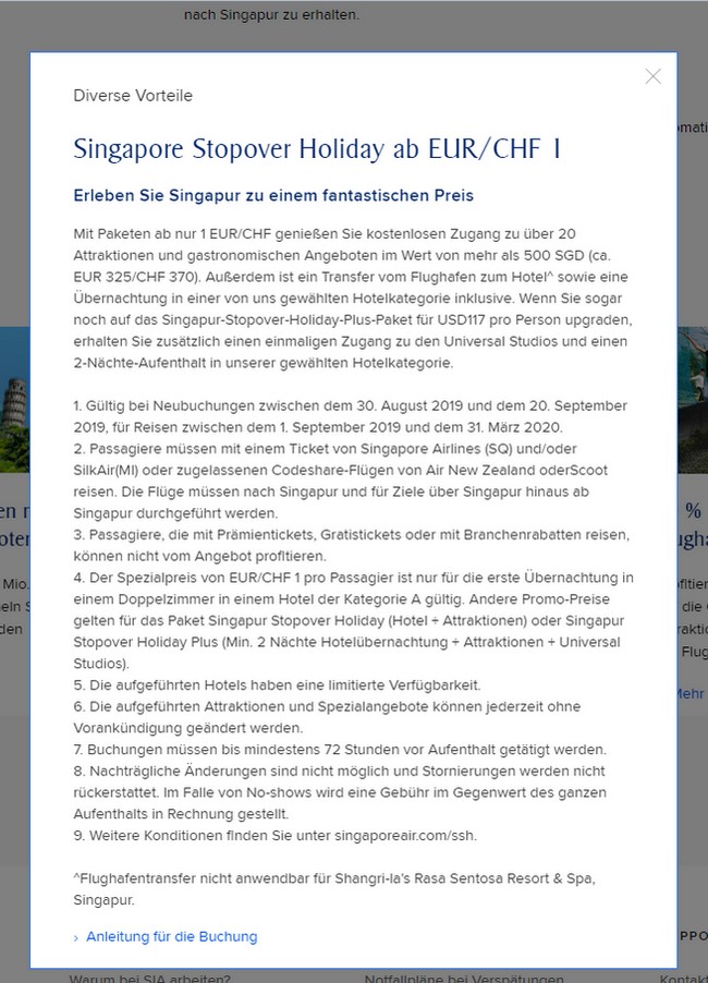 SQ 1 EUR Stopover Promotion