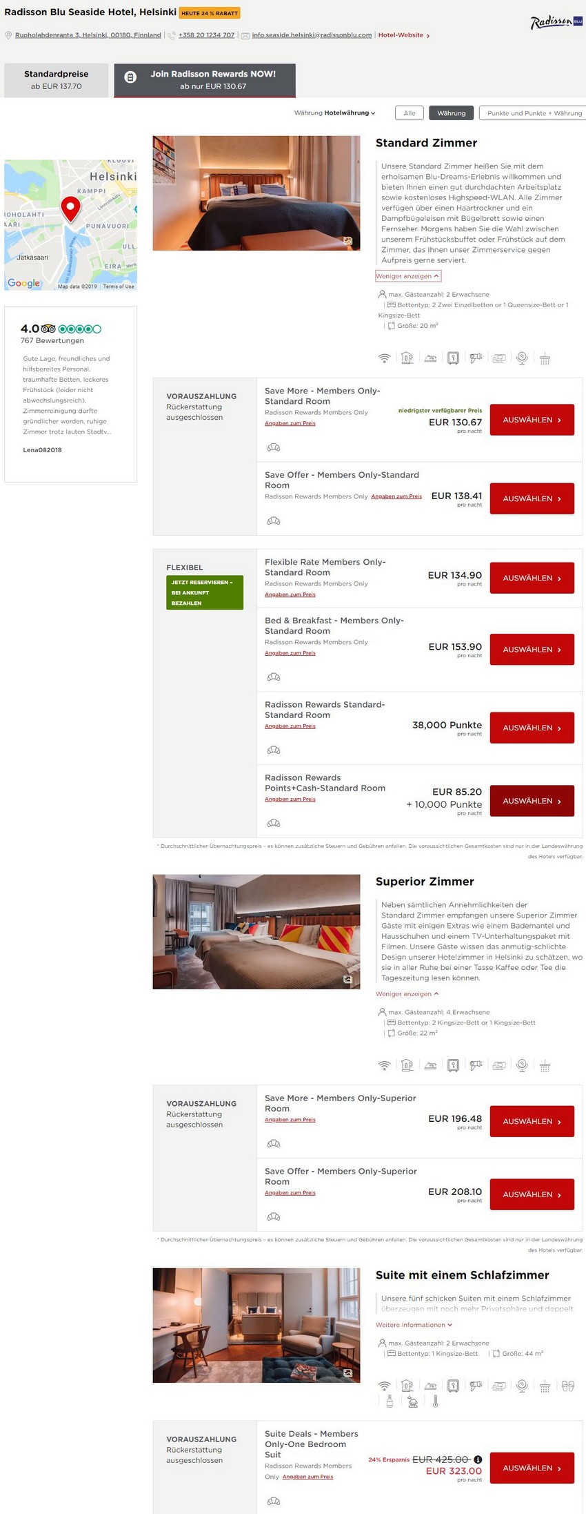 Preisbeispiel Radisson Seaside Helsinki Suite Deals