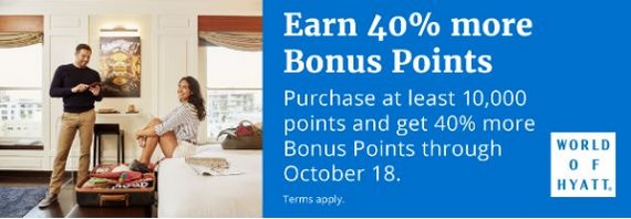 Bonus beim Kauf von World of Hyatt Punkten bis 18.10.2019