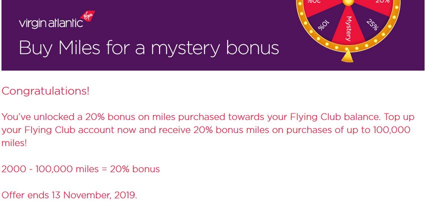 Virgin Atlantic Mystery Sale