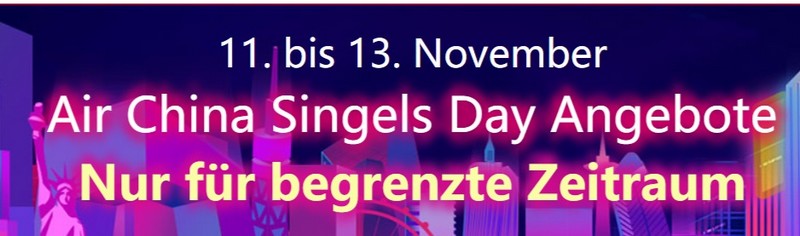 Air China Flash Sale zum Singels Day 2019