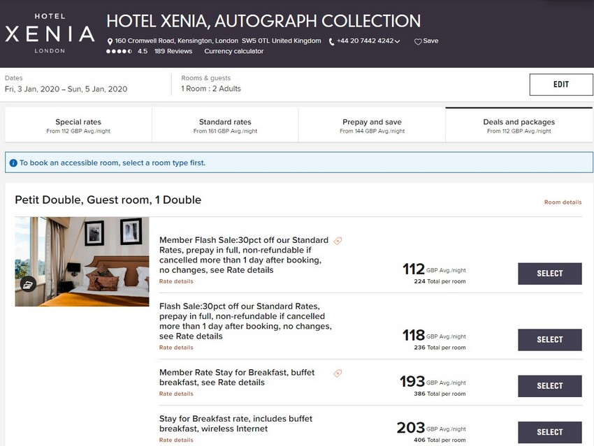 Vergleich der Zimmerpreise im Hotel Xenia London