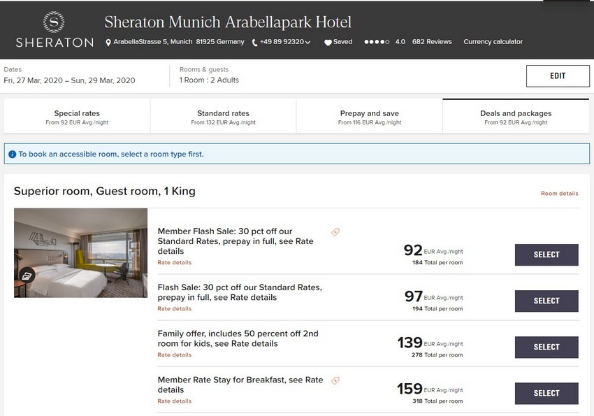 Vergleich der Zimmerpreise im Sheraton München Arabellapark