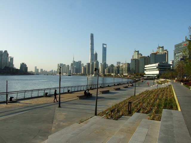Shanghai Skyline und Huangpu River