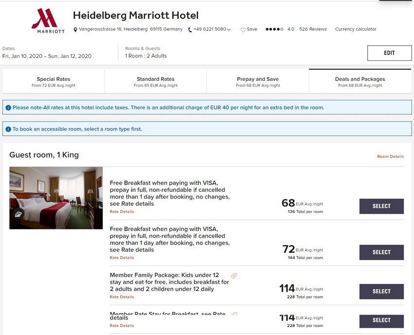 Vergleich Marriott Bonvoy Escapes Raten Marriott Heidelberg