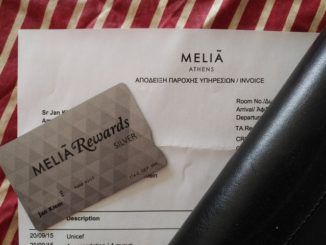 Melia Rewards Karte und Melia Athens Rechnung