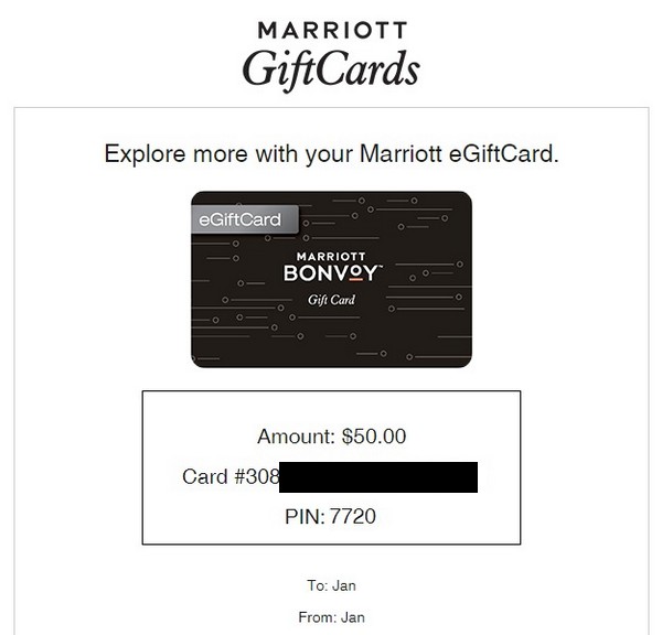 Ausschnitt der E-Mail des Empfänger der Gift-Card