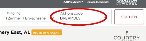 Ratecode "Dream Deals" für Radisson Sommer 2020 Sale