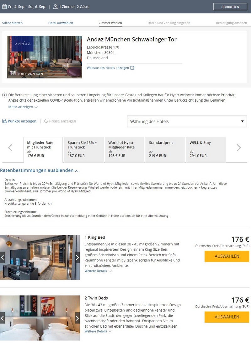 Hyatt Sonderraten für 2020 mit 20% Ersparnis im Andaz Schwabinger Tor