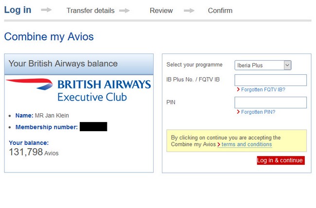 Avios von British Airways zu Iberia übertragen