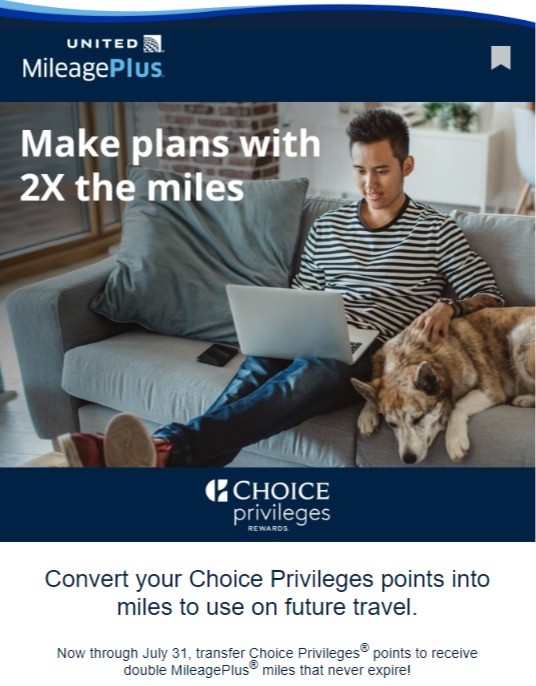 Doppelte Punkte beim Transfer von Choice zu United bis 31.07.2020