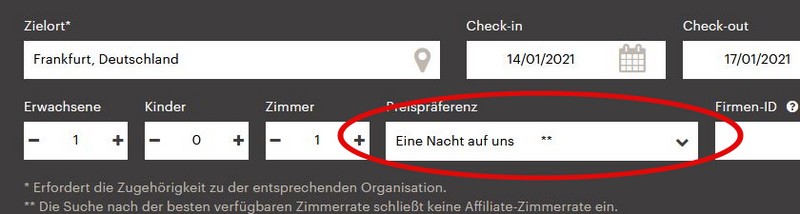 Anzeige des Ratencode für 3 für 2 Sale bis IHG bis 31.03.2021