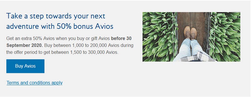 50% Bonus beim Kauf von Avios bis 30.09.2020