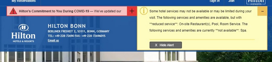 Aktuelle Serviceinformationen zum Coronavirus bei Hilton Bonn