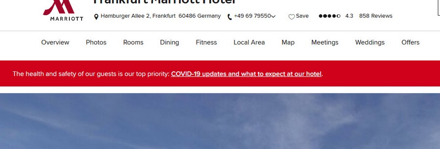 Aktuelle Informationen zum Coronavirus Service beim Marriott Frankfurt