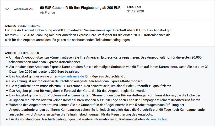 Gutschrift 60 EUR mit Air France bis 31.12.2020