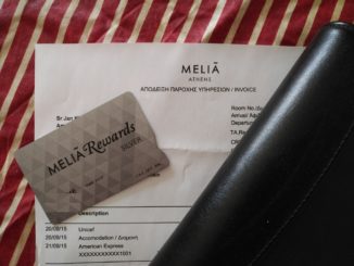 Melia Rewards Karte und Melia Athens Rechnung