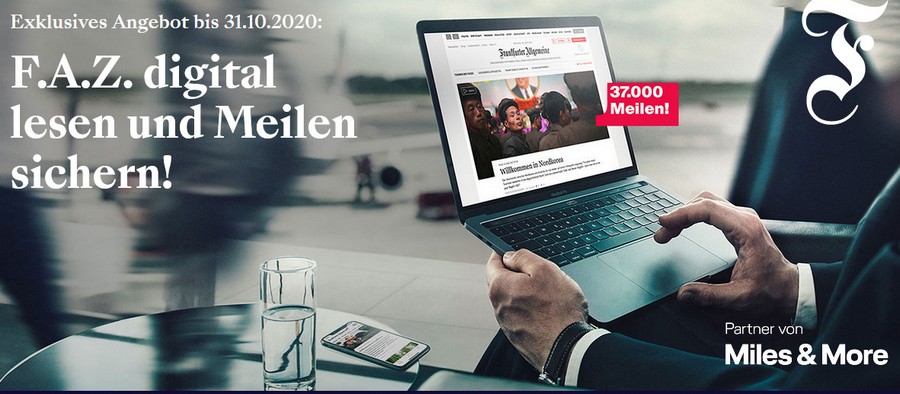 Frankfurt Allgemeine Zeitung mit 37.000 Meilen bis 31.10.2020