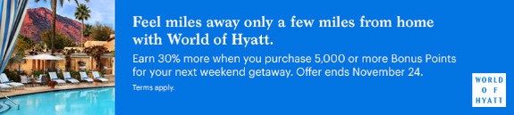 World of Hyatt Punkte mit 30% Bonus bis 24.11.2020