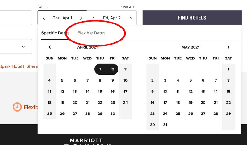Suche auf Marriott mit flexiblen Daten
