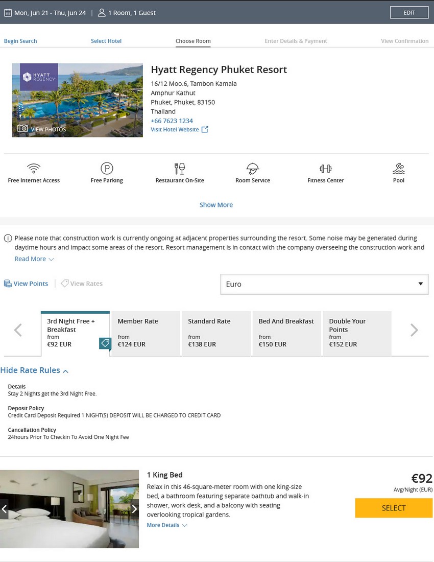 Preisbeispiel im Hyatt Regency Phukte für Freinächte statt Ersparnis für Buchung bis 02.04.2021
