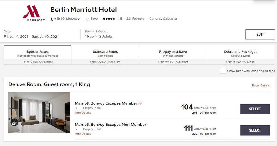 Vergleich Marriott Bonvoy Escapes Raten Marriott Berlin