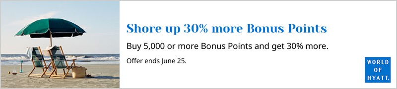 30% Bonus beim Kauf von World of Hyatt Punkten bis 25.06.2021
