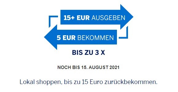 Gutschrift von bis zu 15 EUR für Einkäufe bei Shop Small Partnern bis 15.08.2021