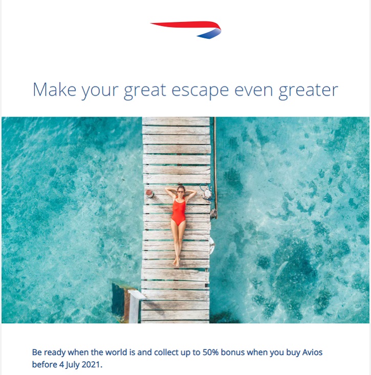 Bonus von bis zu 50% beim Kauf von Avios im British Airways Executive Club bis 04.07.2021