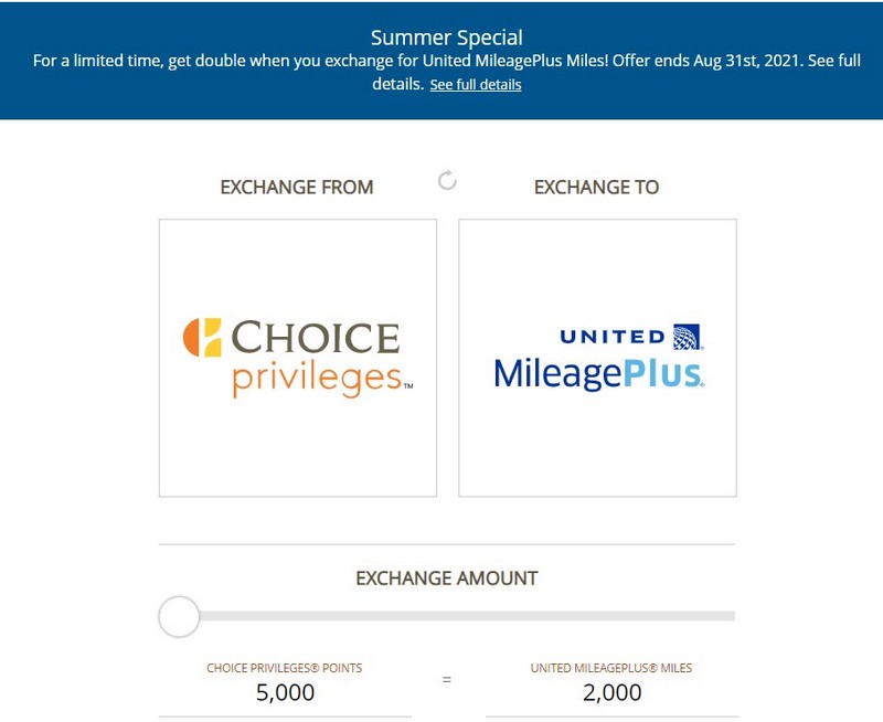 doppelte United Meilen beim Transfer von Choice Punkten bis Ende August 2021