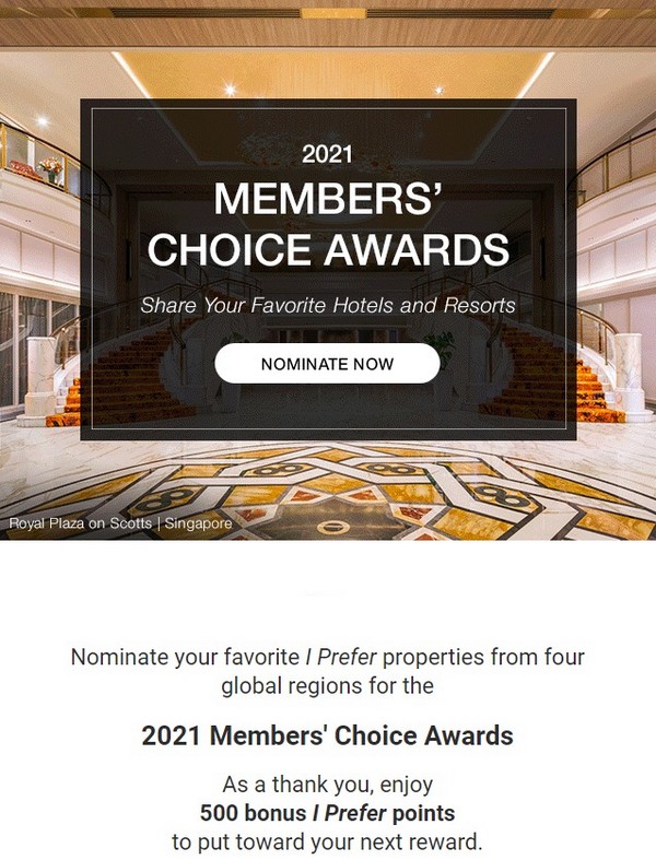 500 iPrefer Punkte für die Abstimmung bei den Members Choice Awards bis 08.09.2021