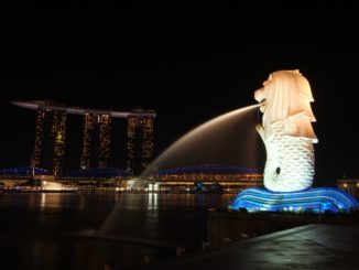 Singapore Merlion and Marina Bay Sands