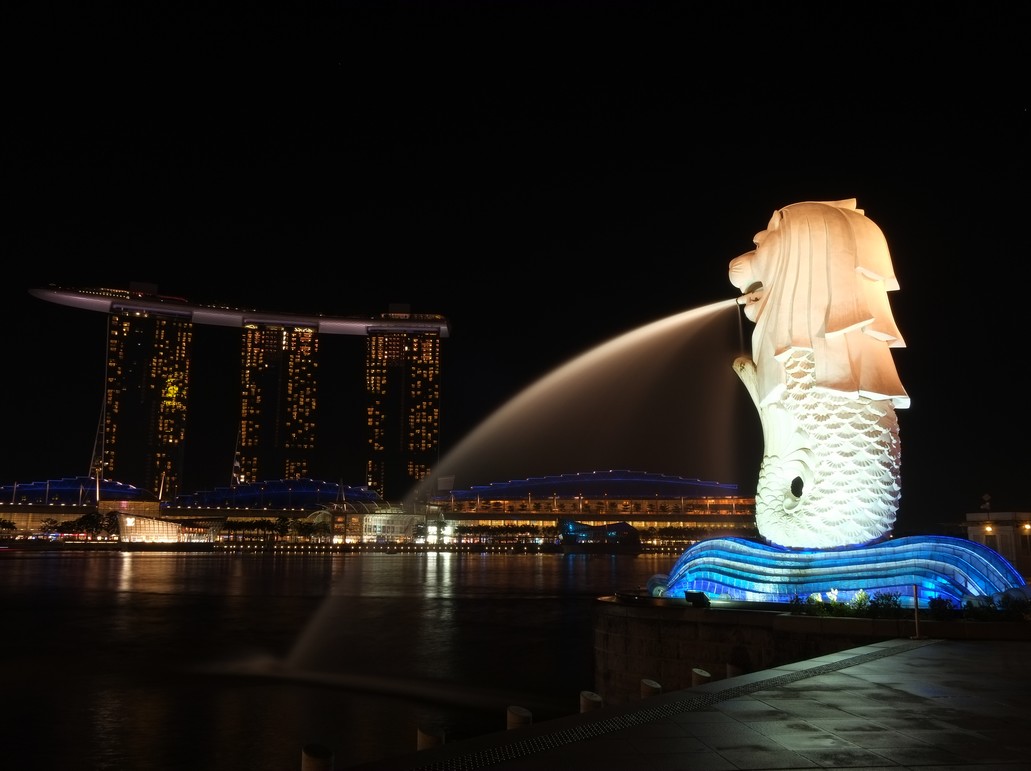Singapore Merlion and Marina Bay Sands