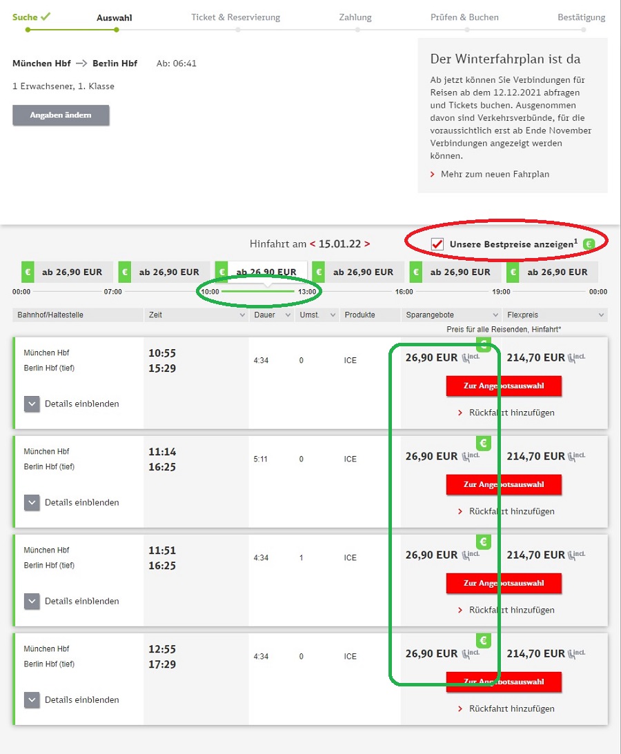 Neue Bestpreissuche bei der Deutschen Bahn