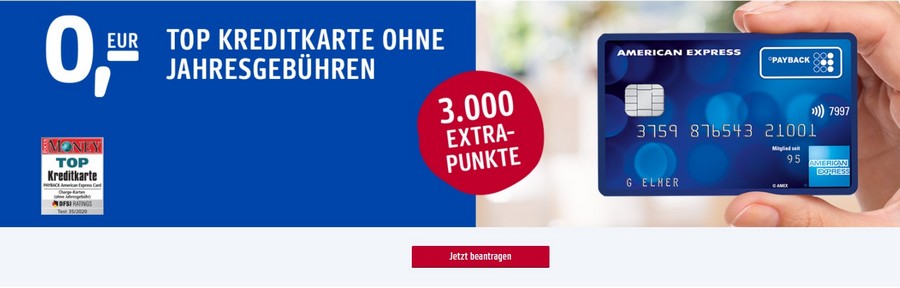 American Express bietet Euch die Payback Kreditkarte bis 05.12.2021 mit einem Willkommensbonus von 3.000 Punkten