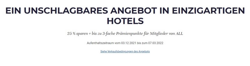 Accor Winter Sale 2021 für Buchungen bis 23.11.2021 und Aufenthalte bis 06.03.2021