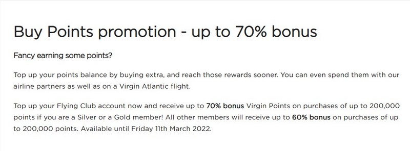 60% Bonus beim Virgin Atlantic Punktekauf bis 11.03.2022 und 70% für Flying Club Elite Mitglieder