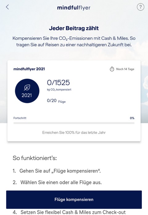 MIt der CO2 Kompensation für Flüge aus 2021 erleichtert Euch die Lufthansa 2022 das Erreichen eines Status