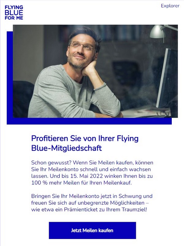 Doppelte Meilen bei Kauf von Flying Blue Meilen bis 15.05.2022