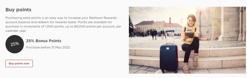 25% Bonus beim Kauf von Radisson Rewards Punkten bis 31.05.2022
