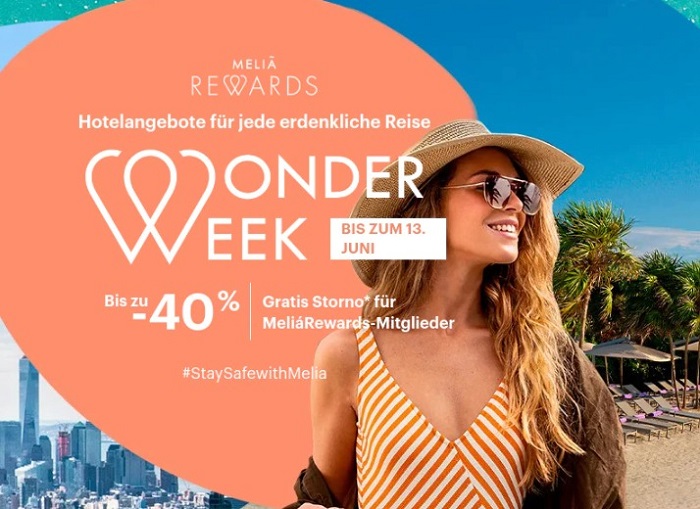 Die Melia Wonder Week verspricht Euch bei Buchungen bis 13.06.2022 und Aufenthalten bis 31.12.2022 eine Ersparnis von bis zu 40%.