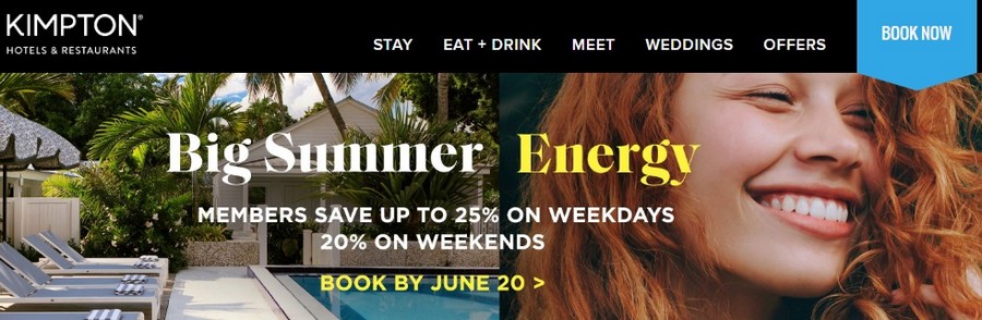 Flash Sale bei Kimpton bei Buchung bis 20.06.2022 für Aufenthalte bis 30.09.2022 mit bis zu 25% Ersparnis