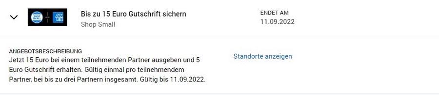 Gutschrift von bis zu 15 EUR für Einkäufe bei Shop Small Partnern bis 11.09.2022